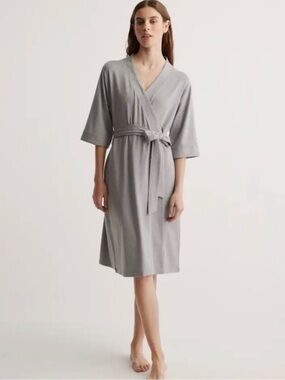 New Light Grey Bamboo Robe with Waist Tie - Retail $50